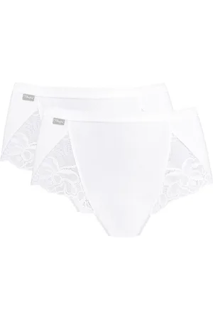 Playtex Confezione Da 2 Slip Midi In Cotone E Pizzo Donna Taglie 44 (IT) - 40 (FR)
