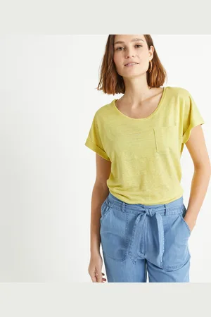 ANNE WEYBURN T-shirt In Lino, Girocollo, Maniche Corte Donna Taglie 42/44 (IT) - 38/40 (FR)