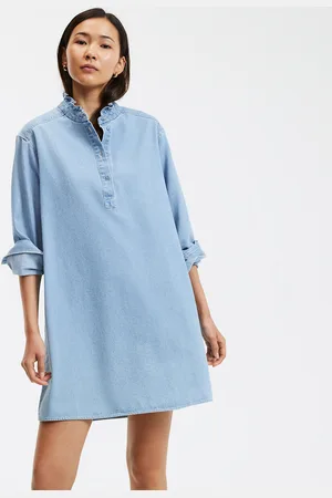La Redoute Abito Cort In Denim, Collo Con Volant Donna Taglie 38 (IT) - 34 (FR)