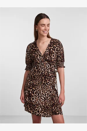 Pieces® Abito A Portafoglio, Fantasia Leopardata Donna Taglie XS