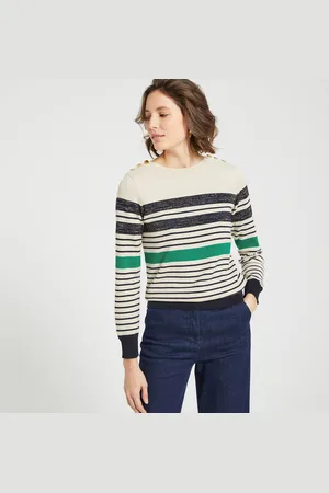 ANNE WEYBURN Maglione Rigato, Girocollo, In Maglia Fine Donna Taglie 42/44 (IT) - 38/40 (FR)