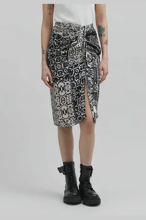 IKKS Gonna Dritta Corta Stampa Patchwork Donna Taglie 44 (IT) - 40 (FR)