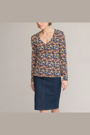 ANNE WEYBURN T-shirt Girocollo, Maniche Lunghe, Stampa Floreale Donna Taglie 42/44 (IT) - 38/40 (FR)