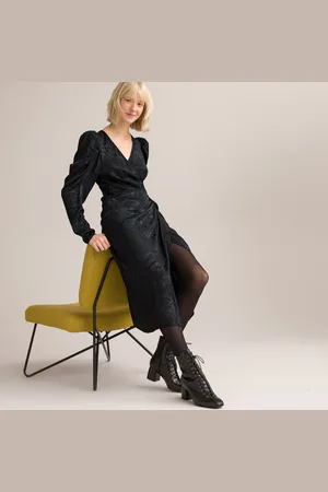 La Redoute Abito Cache-cœur Jacquard, Lunghezza Midi Donna Taglie 42 (IT) - 38 (FR)