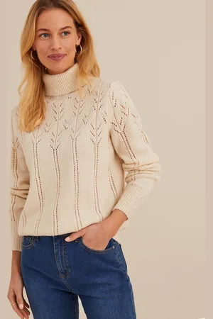 ANNE WEYBURN Maglione Collo Alto, In Fine Maglia Pointelle Donna Taglie 38/40 (IT) - 34/36 (FR)