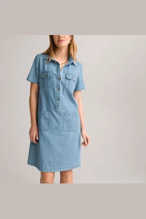 ANNE WEYBURN Abito Dritto, In Denim, Maniche Corte Donna Taglie 40 (IT) - 36 (FR)