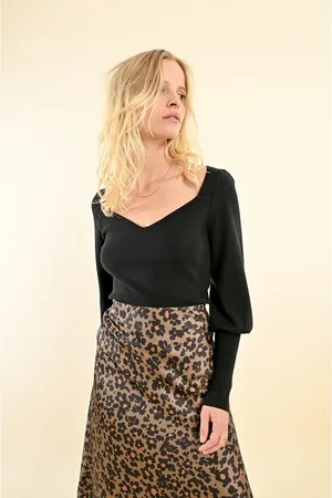 Molly Bracken Maglione Scollatura A Cuore E Maniche A Sbuffo Donna Taglie XS