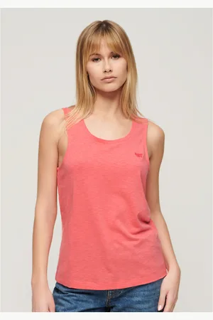 Superdry Top Scollatura Rotonda, Logo Ricamato Donna Taglie 42 (IT) - 38 (FR)