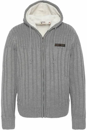 Schott NYC Cardigan Caldo Cerniera E Cappuccio Fodera Pile Uomo Taglie S
