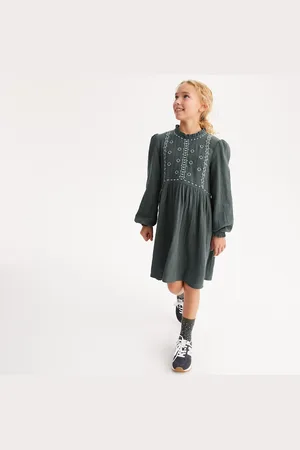 La Redoute Abito Maniche Lunghe Garza Di Cotone, Motivi Folk Bambina Taglie 4 anni - 102 cm