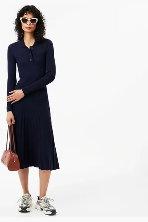 Lacoste Abito Midi, Collo Camicia Donna Taglie 44 (IT) - 40 (FR)