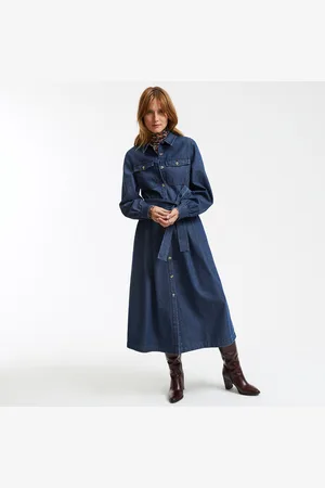 La Redoute Abito Chemisier Lungo In Denim, Maniche Lunghe Donna Taglie 38 (IT) - 34 (FR)