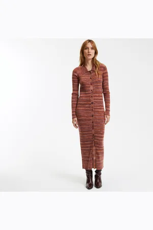 La Redoute Abito Con Bottoni, Lungo, Maniche Lunghe, Collo Polo Donna Taglie M