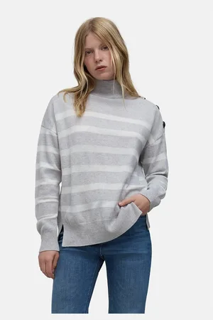 IKKS Maglione Collo Alto, Bottoni, Righe Donna Taglie S