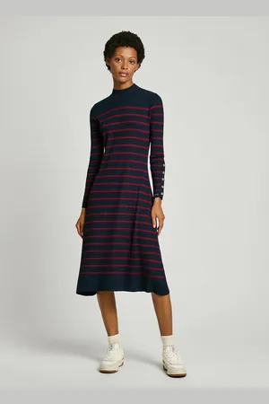 Pepe Jeans Abito Lungo Alla Marinara, Collo Alto Harlem Donna Taglie XS