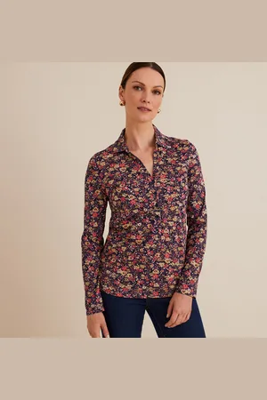 ANNE WEYBURN T-shirt Stampata, Collo Polo, Maniche Lunghe Donna Taglie 38/40 (IT) - 34/36 (FR)