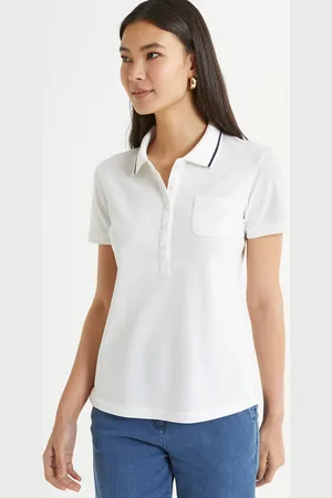 ANNE WEYBURN T-shirt Collo Polo, Maglia Piqué, Maniche Corte Donna Taglie 38/40 (IT) - 34/36 (FR)