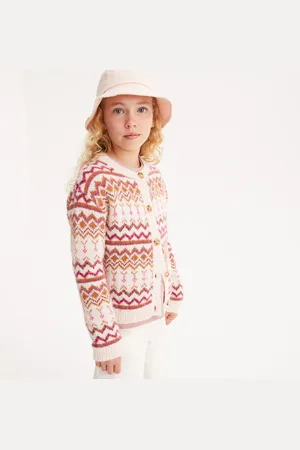 La Redoute Cardigan Girocollo In Fine Maglia Jacquard Bambina Taglie 3 anni - 94 cm
