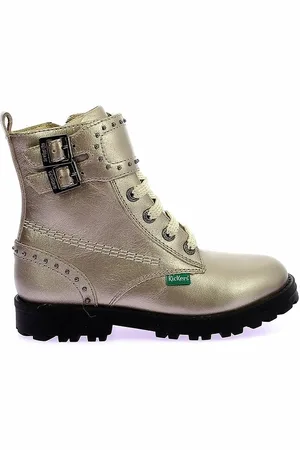 Kickers Stivaletti In Pelle Con Lacci Groorock Bambina Taglie 34