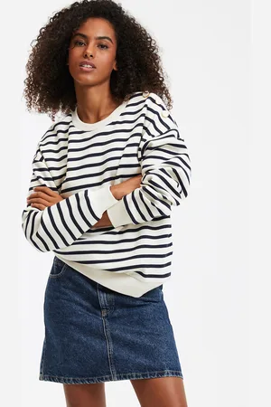 La Redoute Felpa Rigata Girocollo E Bottoni Donna Taglie XS