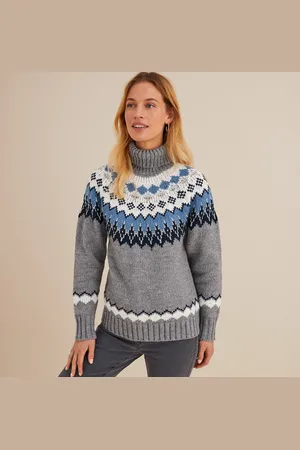 ANNE WEYBURN Maglione Collo A Dolcevita Jacquard, In Grossa Maglia Donna Taglie 38/40 (IT) - 34/36 (FR)