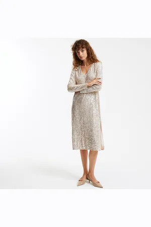 La Redoute Abito Midi, A Maniche Lunghe Con Paillettes Donna Taglie 38 (IT) - 34 (FR)