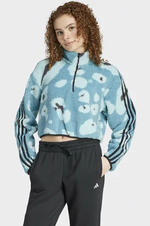 adidas Felpa Cropped Cerniera 1/4 Essentials 3 Stripes Donna Taglie XL
