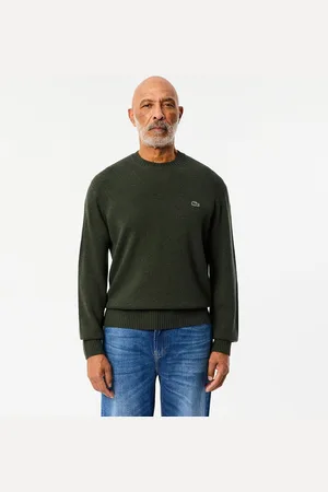 Lacoste Maglione Tinta Unita Girocollo In Jersey Di Lana Cardata Uomo Taglie XL