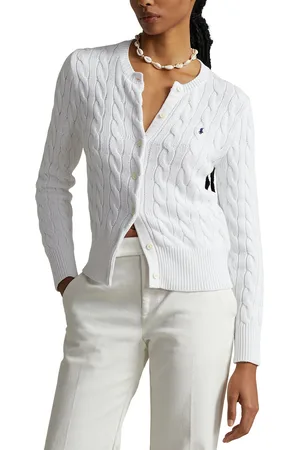 Ralph Lauren Cardigan Girocollo In Maglia A Trecce Donna Taglie XL