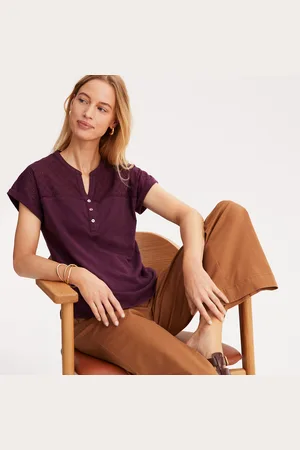ANNE WEYBURN T-shirt Scollo Tunisino, Maniche Corte Donna Taglie 38/40 (IT) - 34/36 (FR)