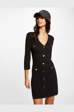 Morgan Abito Pull Aderente Maniche A 3/4 Con Bottoni Donna Taglie S
