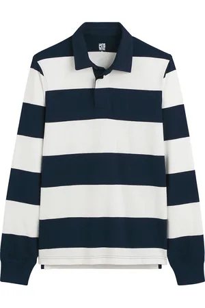 La Redoute Polo In Cotone Bio Maniche Lunghe A Righe Uomo Taglie XL