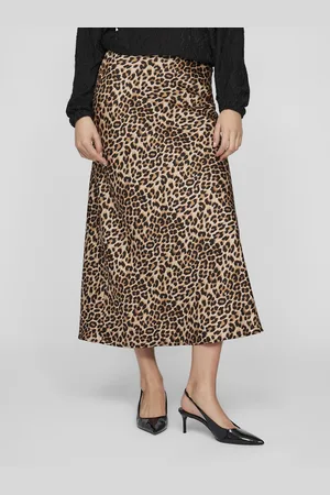 VILA Gonna In Raso Leopardato, Vita Alta Donna Taglie 38 (IT) - 34 (FR)
