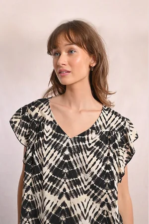 Molly Bracken Camicetta Fantasia Maniche Corte Scollo A V Donna Taglie XL