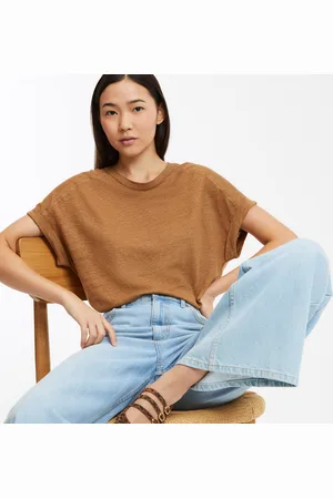 La Redoute T-shirt Girocollo In Lino Donna Taglie XS
