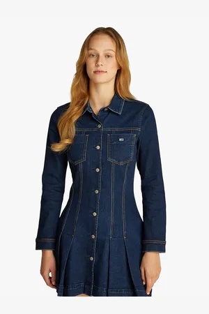 Tommy Hilfiger Abito In Denim A Maniche Lunghe Donna Taglie M