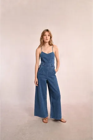 Molly Bracken Completo Con Pantalone E Spalline In Denim Donna Taglie S