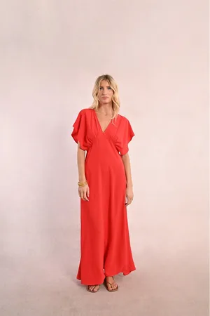 Molly Bracken Abito Lungo Con Maniche Corte E Scollatura Profonda Donna Taglie M