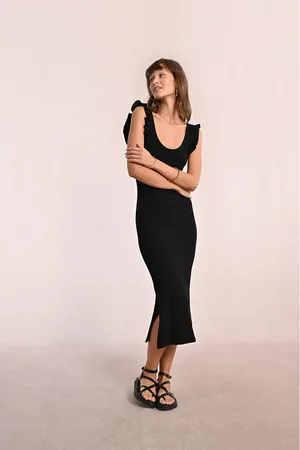 Molly Bracken Abito Aderente Con Spalline E Volant Donna Taglie XS