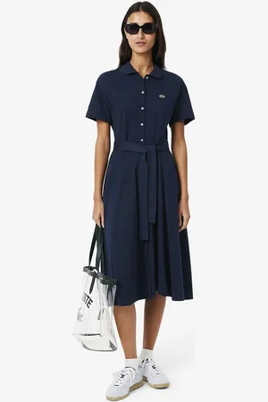 Lacoste Abito Polo Svasato A Maniche Corte Donna Taglie 38 (IT) - 34 (FR)