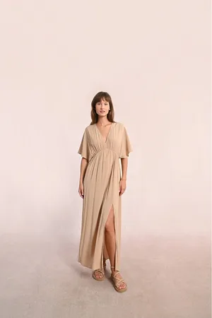 Molly Bracken Abito Lungo Con Maniche Corte E Scollatura Profonda Donna Taglie XS