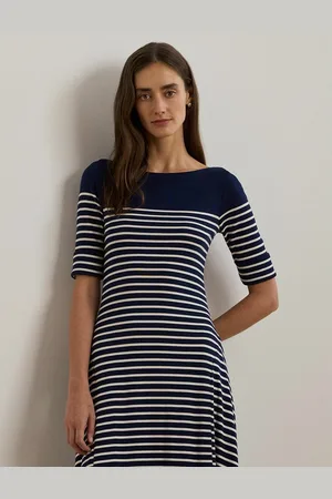 Ralph Lauren Abito Midi Svasato A Righe Donna Taglie M