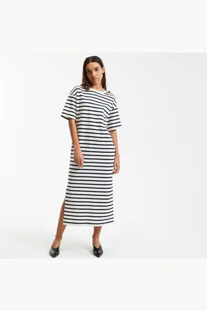 La Redoute Abito Lungo In Jersey A Righe Abbottonato Sulla Spalla Donna Taglie XS