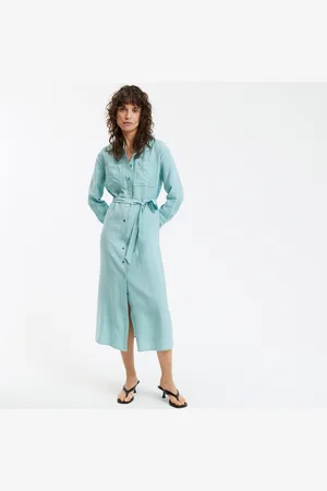 La Redoute Abito Lungo Dritto Con Cintura E Colletto Alla Coreana Donna Taglie XS