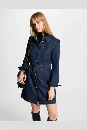 Morgan Abito In Denim Aderente Con Bottoni Donna Taglie 38 (IT) - 34 (FR)