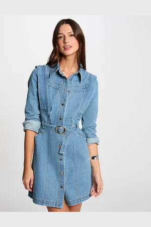 Morgan Abito In Denim Aderente Con Bottoni Donna Taglie 38 (IT) - 34 (FR)
