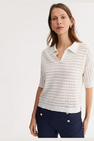 ANNE WEYBURN Polo In Maglia Pointelle, In Prevalenza In Lino Donna Taglie 38/40 (IT) - 34/36 (FR)