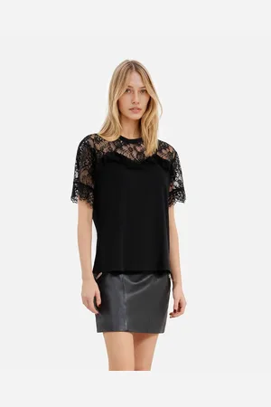 The Kooples Maglietta A Maniche Corte Con Pizzo Donna Taglie 2(M)
