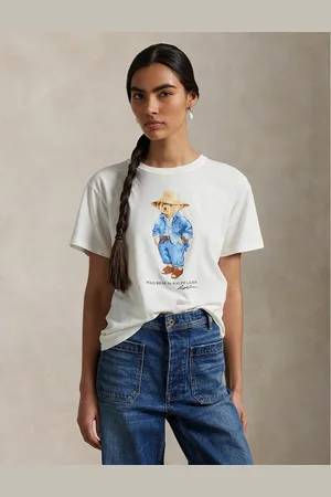 Ralph Lauren T-shirt Girocollo A Maniche Corte Con Orsetto Donna Taglie M