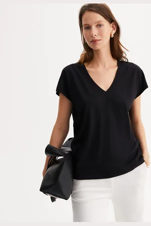 ANNE WEYBURN T-shirt Scollo A V, Maniche Corte Donna Taglie 38/40 (IT) - 34/36 (FR)